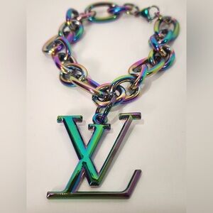 Louis Vuitton Rainbow Iridescent Square Chain Bracelet Large Charm